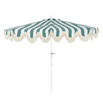 Beverly 9 ft. Designer Classic Scalloped Fringe Half Market Patio Umbrella